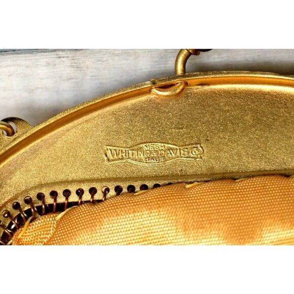 Whiting & Davis GOLD MESH FRAME KISS LOCK CHAIN STRAP MINI PURSE HANDBAG WALLET - Picture 10 of 10